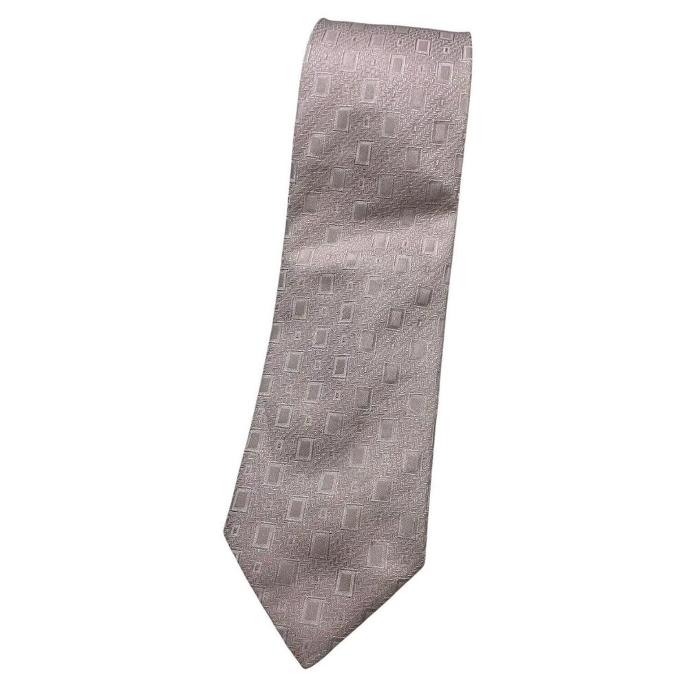 NWT RICHEL Men's 100% Silk Necktie LUXURY Tie Pink Geometric W:3.7"
